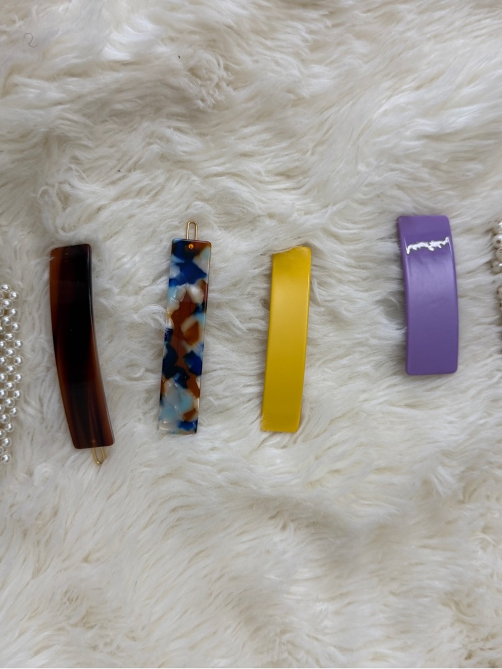Colorful Hair Clip Set - Brown, Multicolor, Yellow, Purple 9 clips  total